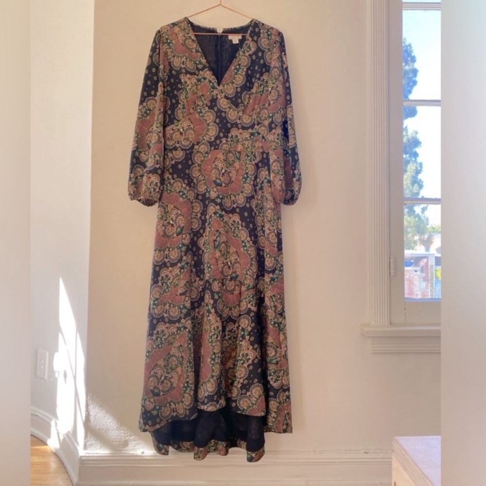 NWT J. Crew Point Sur Paisley Satin Maxi Dress Women's size 8